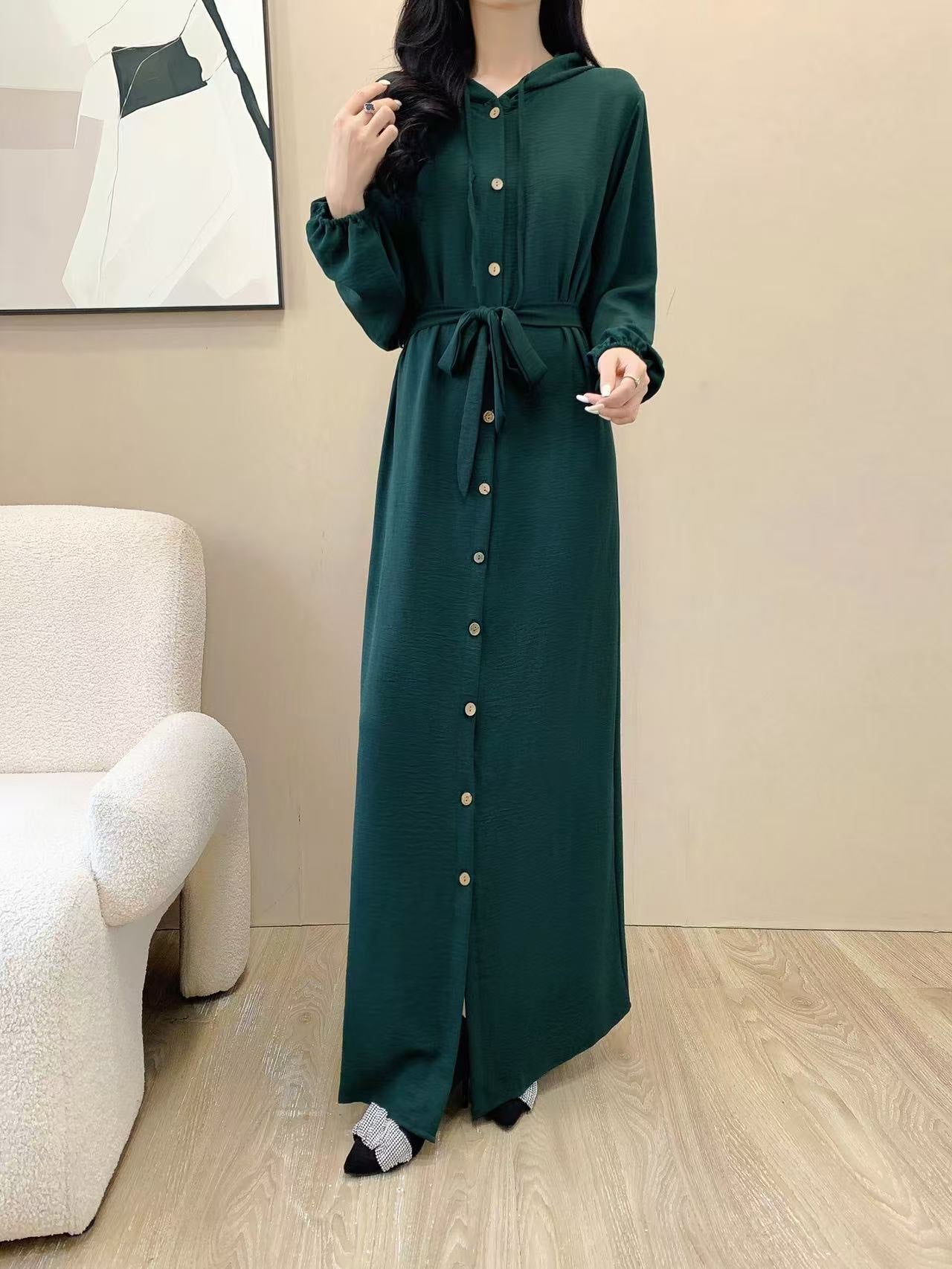 Hoodie Long Dress (L-24806)