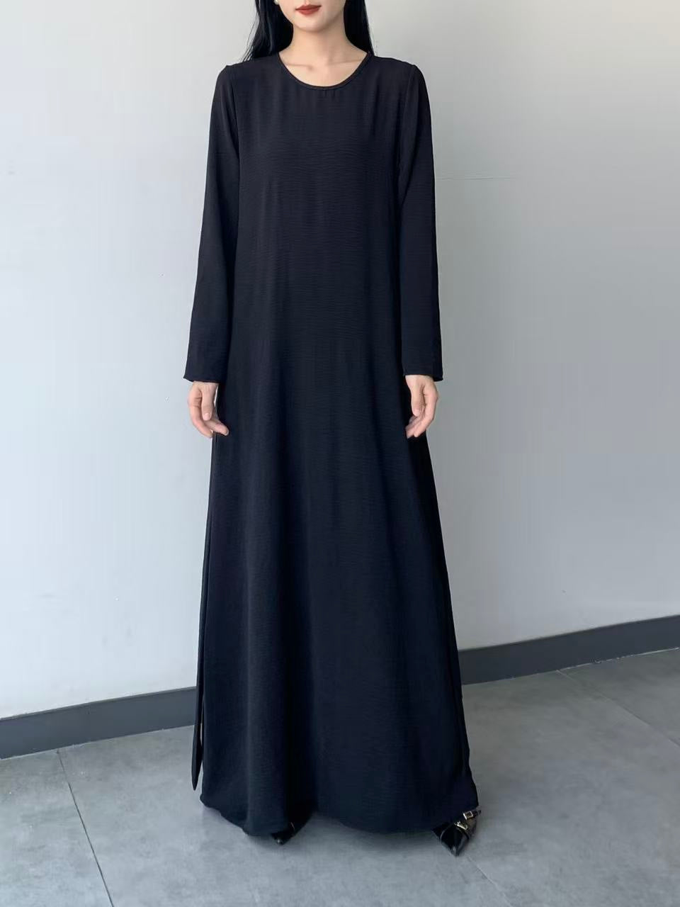 Long Sleeve Belted Maxi Dress ( L-24807A )
