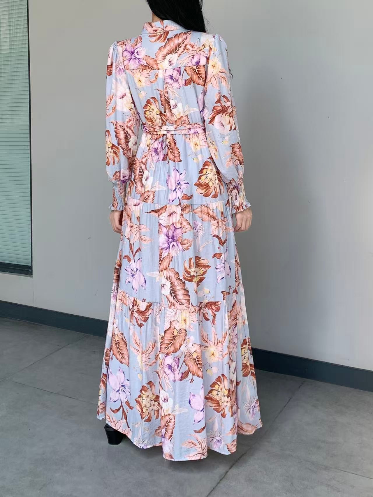 Floral Print Maxi Dress (L-24909 )