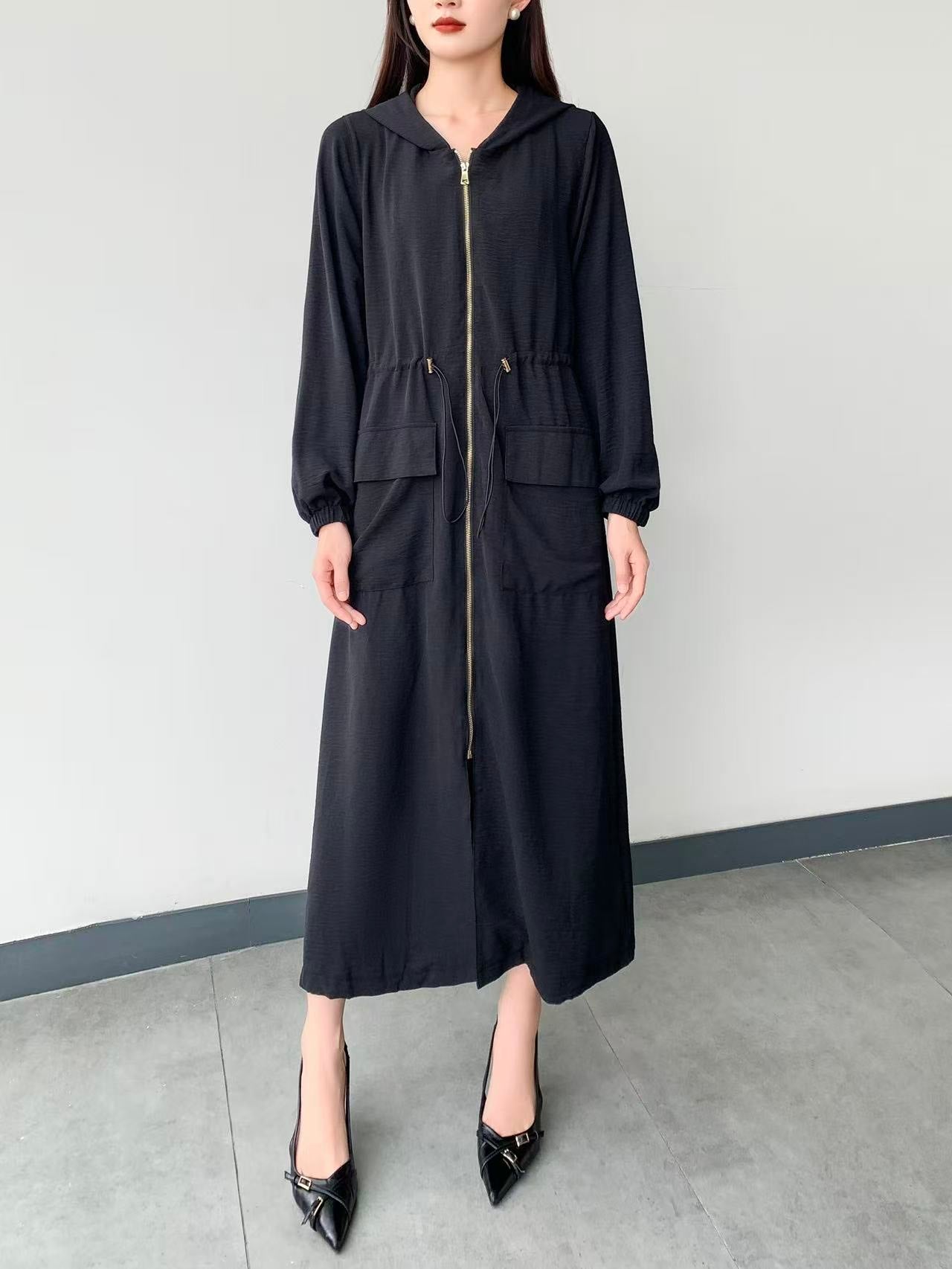 Long Hooded Trench Dress (L-25912)