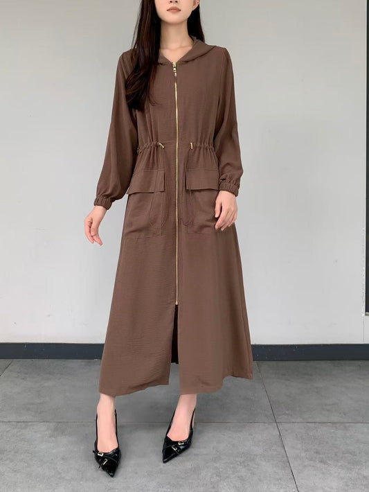 Long Hooded Trench Dress (L-25912)