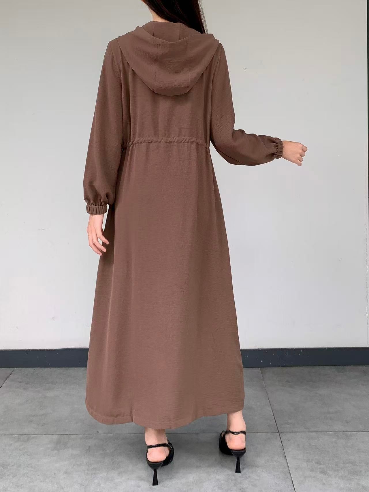 Long Hooded Trench Dress (L-25912)