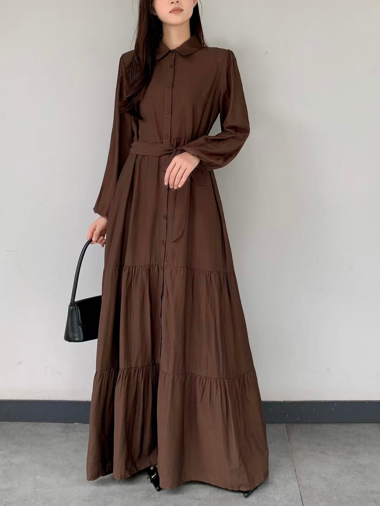 Collared Maxi Dress (L-25909 )