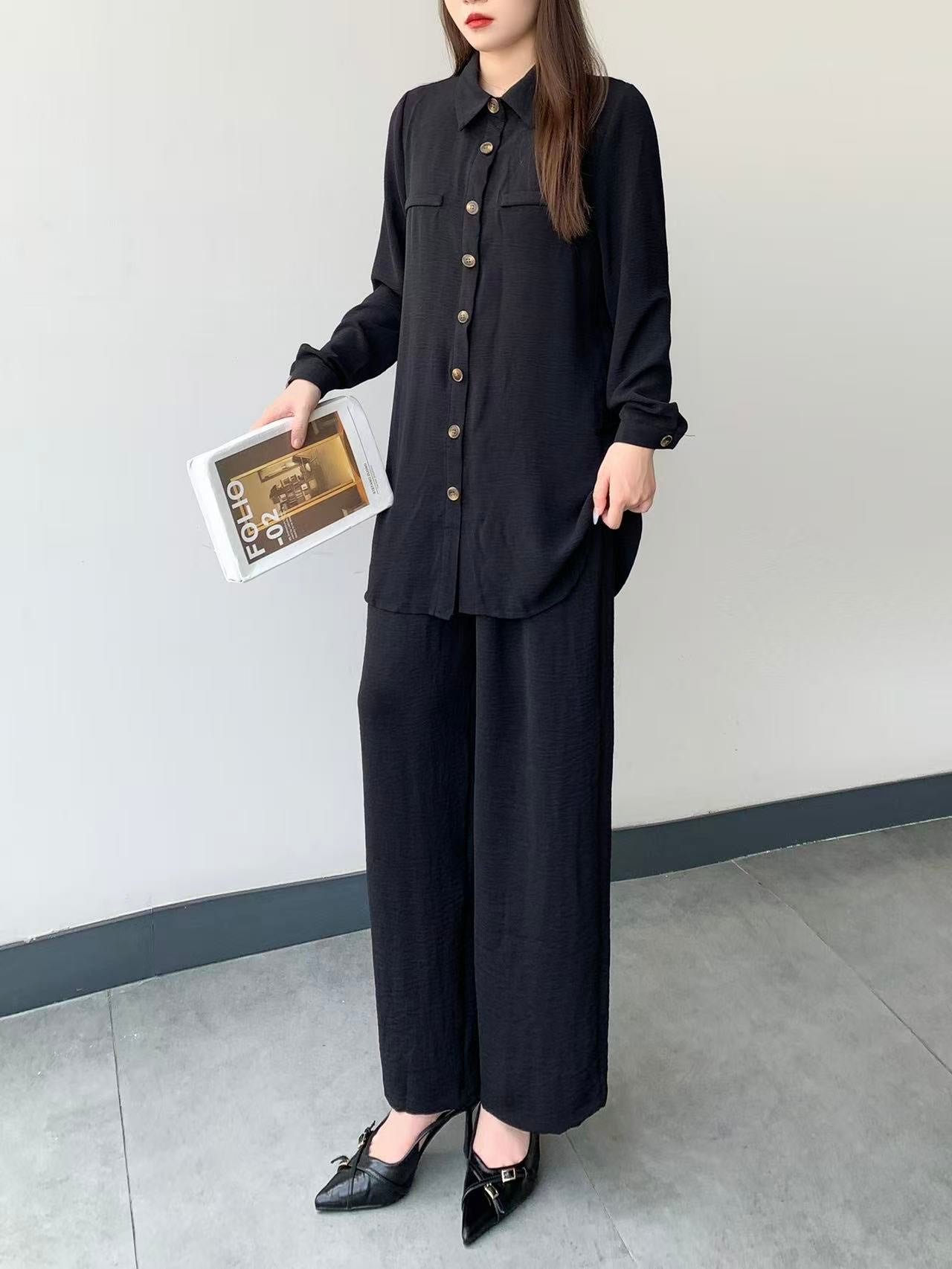 Stripped Longline Blouse (Top Only) (L-231206)
