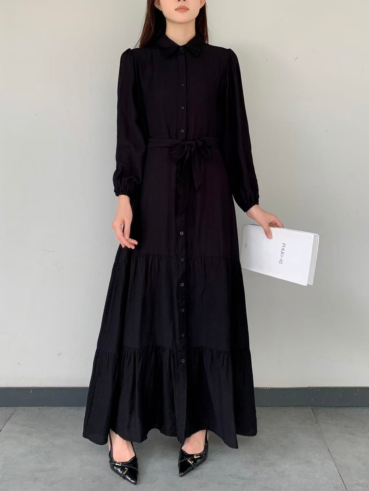 Collared Maxi Dress (L-25909 )