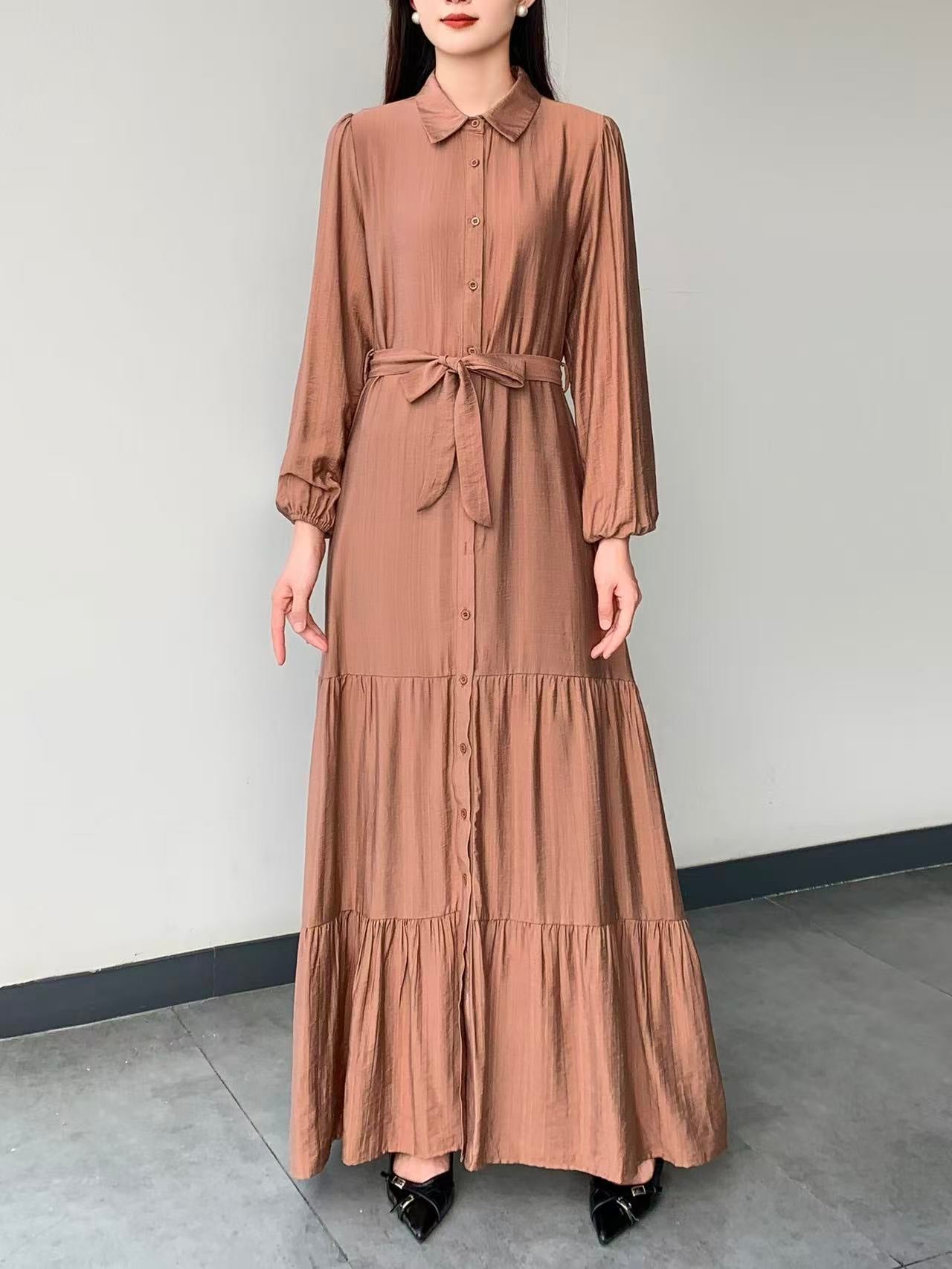 Collared Maxi Dress (L-25909 )