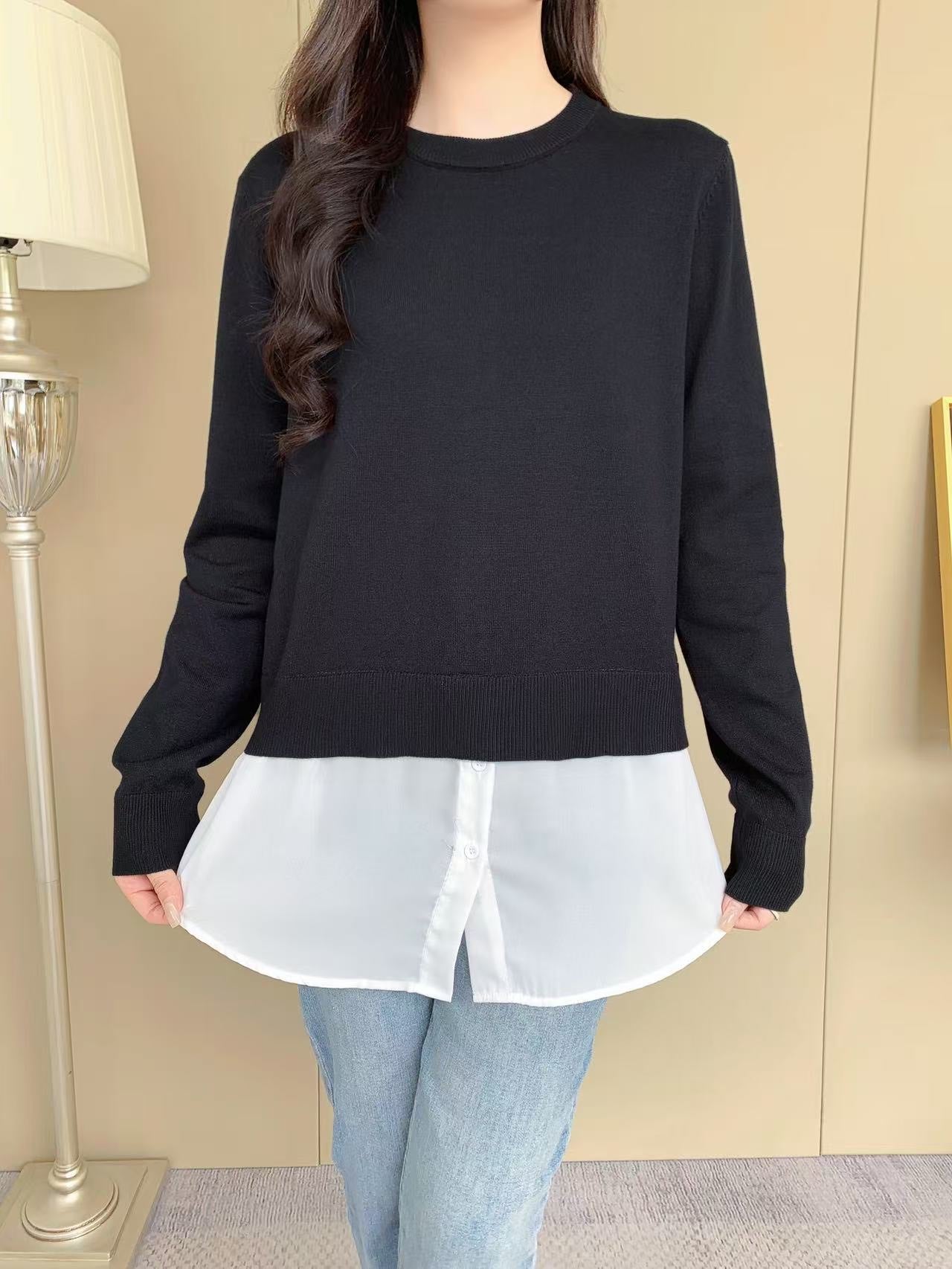Knit Sleeve Sweater (L-20087)