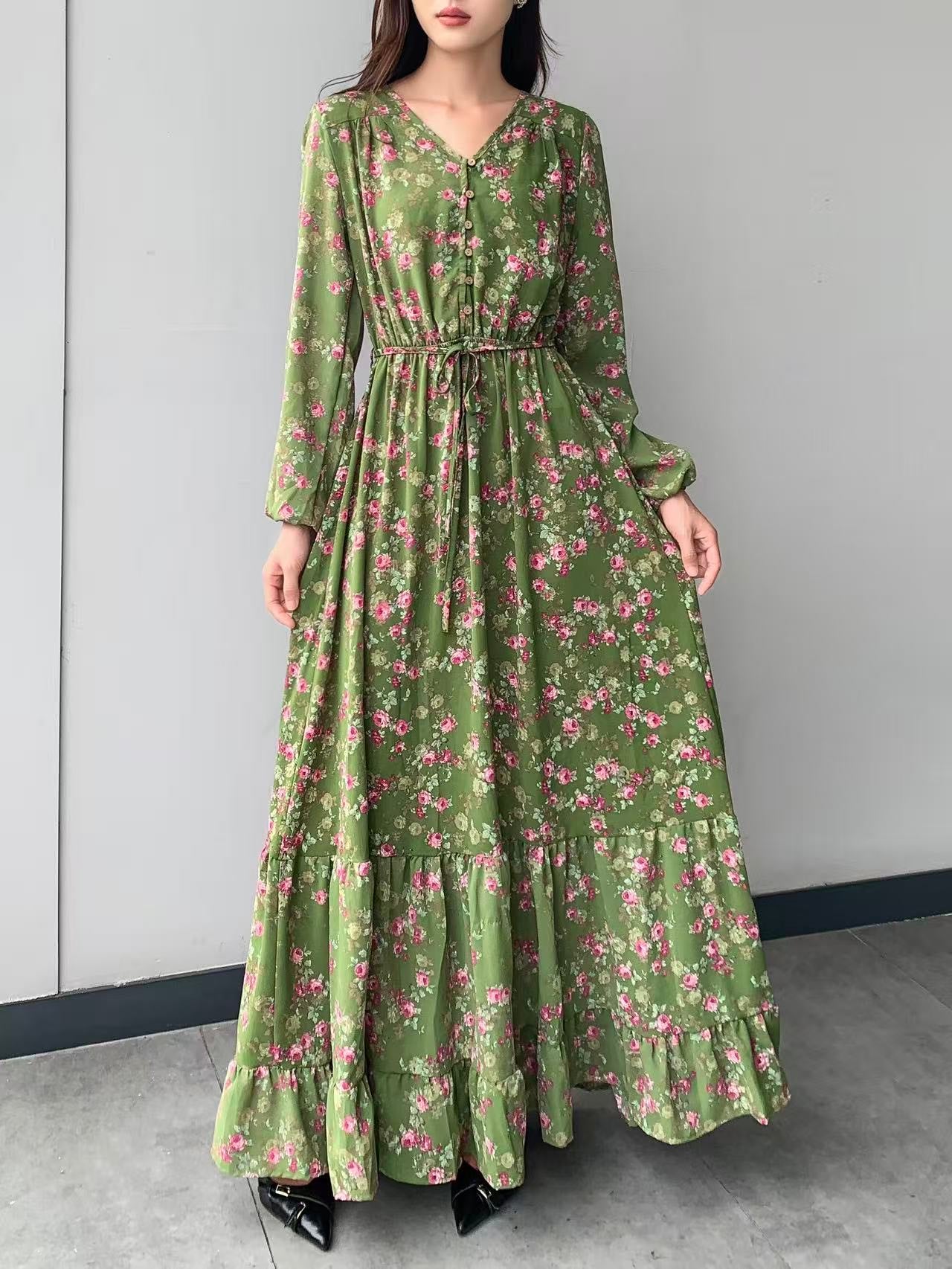 Button Up Maxi Dress (L-21322)