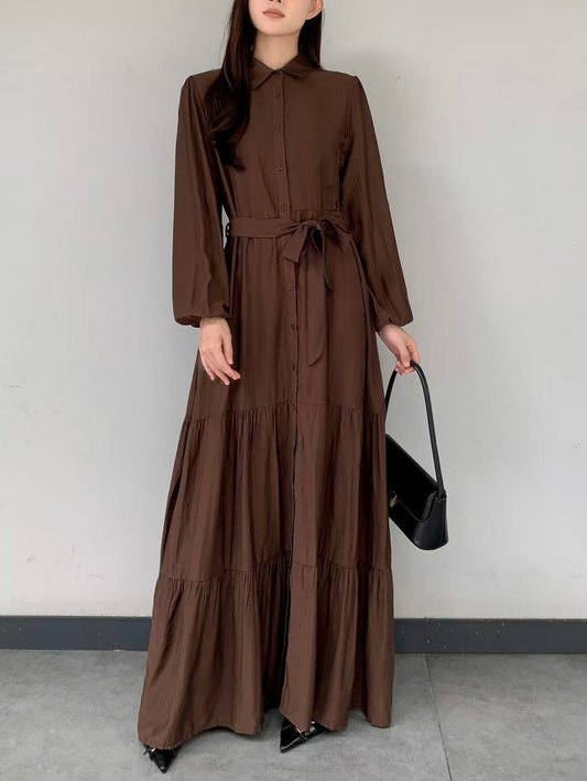 Collared Maxi Dress (L-25909 )