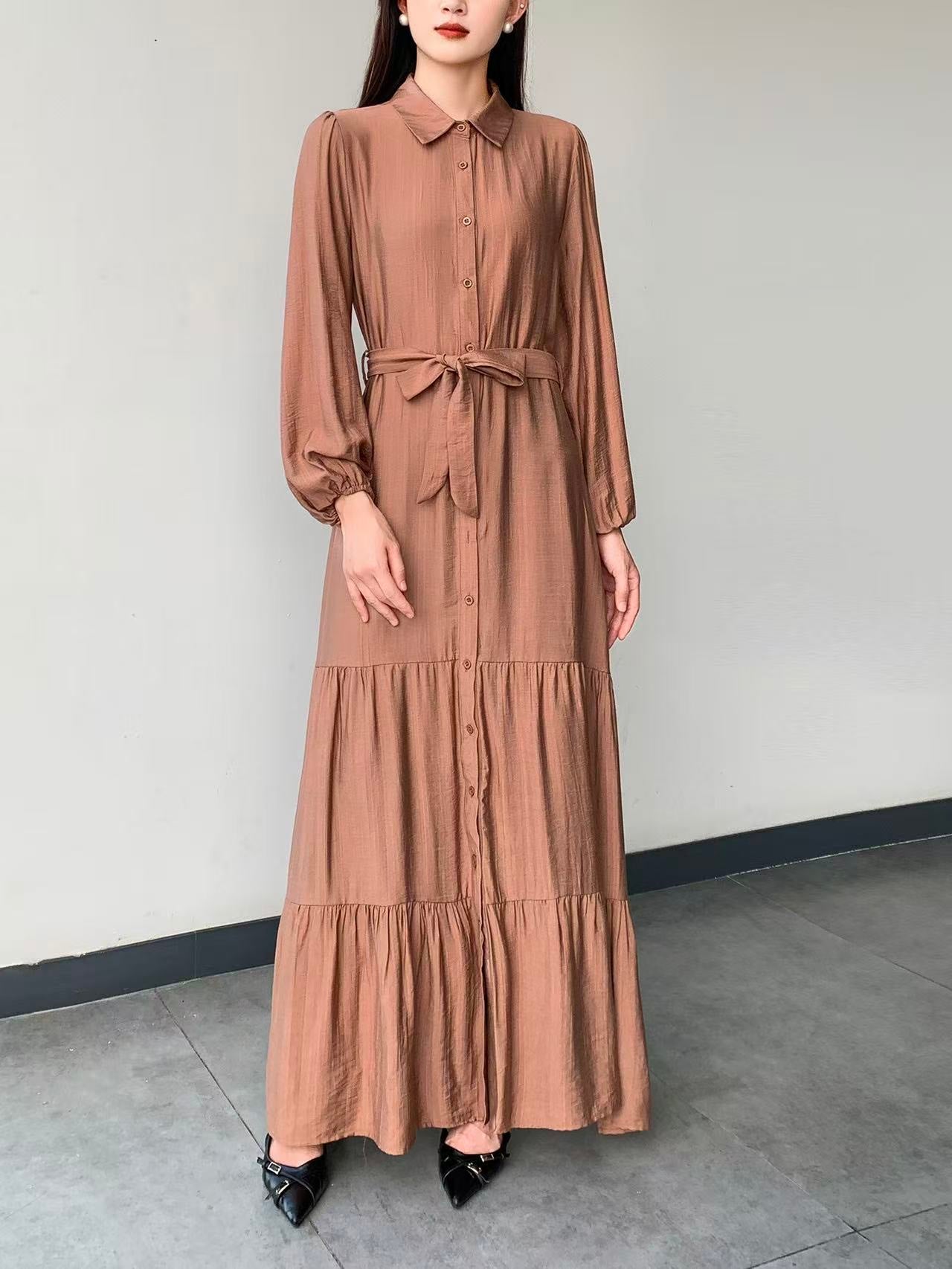 Collared Maxi Dress (L-25909 )