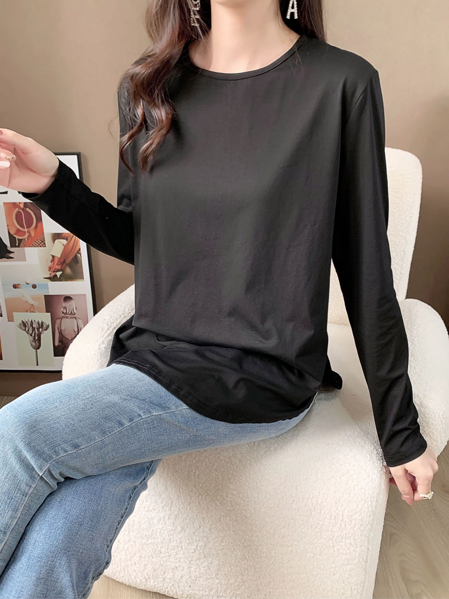 Drop Shoulder Long Sleeve Shirt (L-1916)