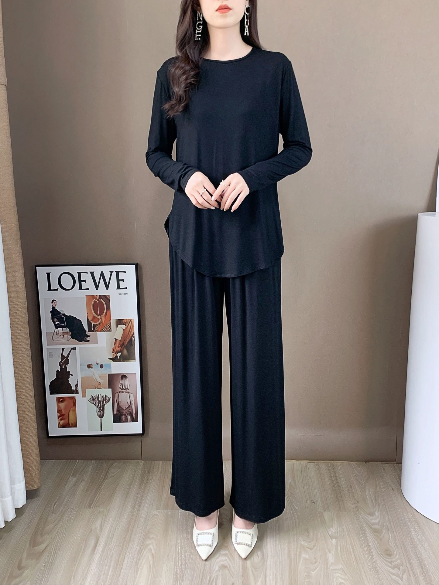 Drop Shoulder Long Sleeve Shirt (L-19165) (Top Only)