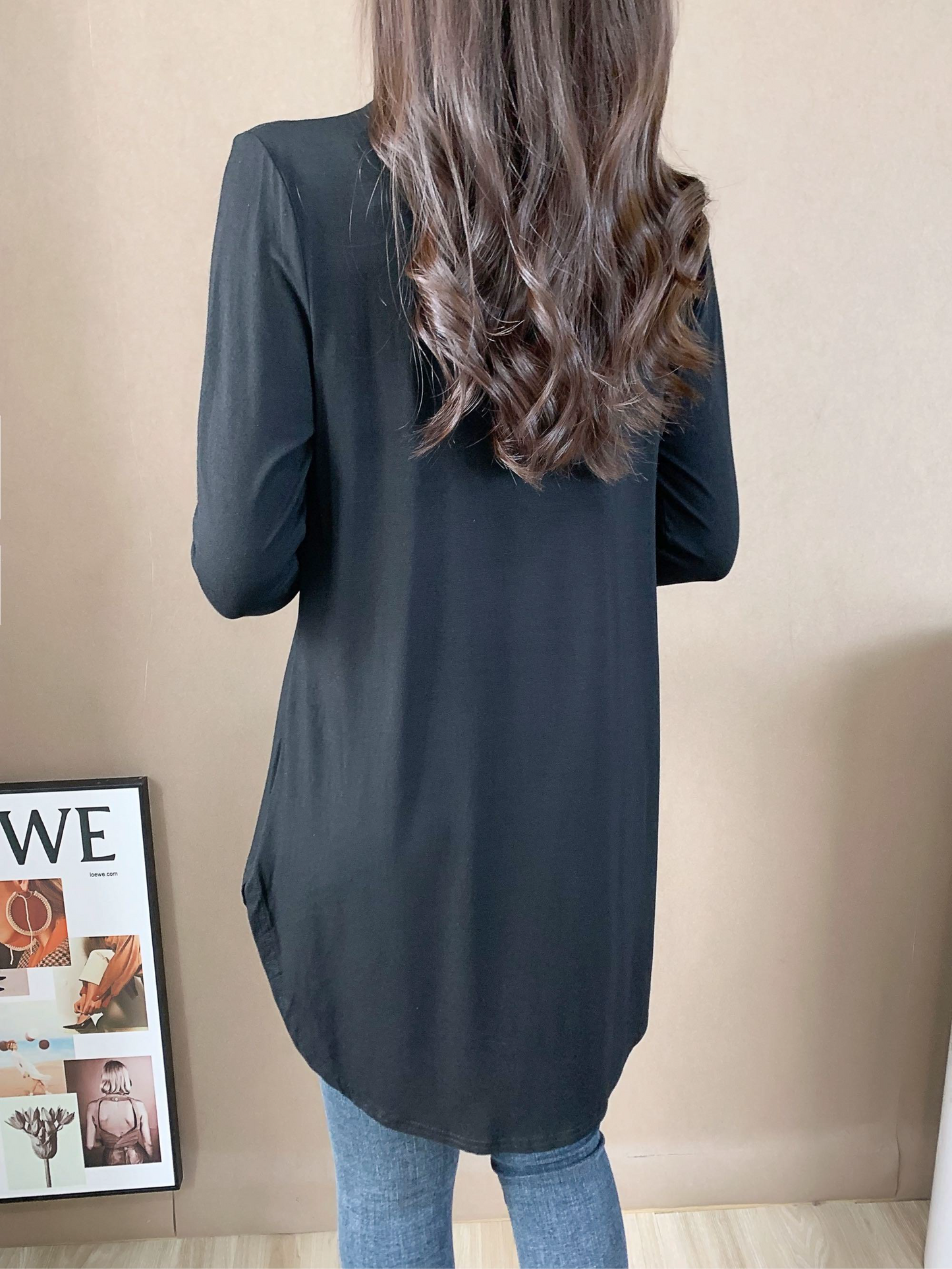 Drop Shoulder Long Sleeve Jersey Top (L-1916A)